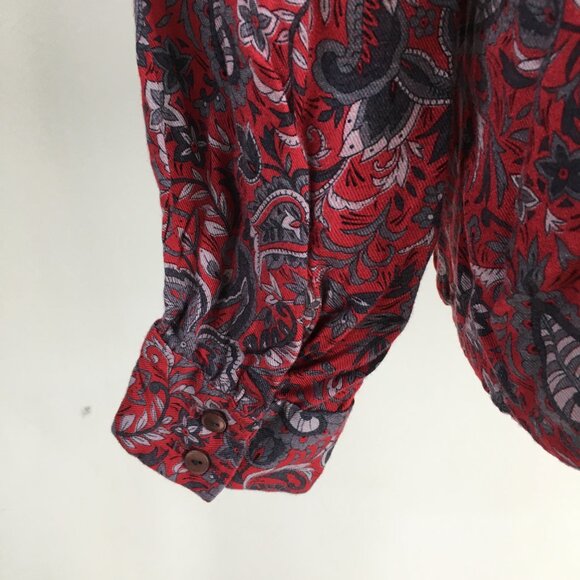 Country Sophisticated PENDLETON Red MultiColor Floral Print Wool Blend Shirt - Picture 8 of 11